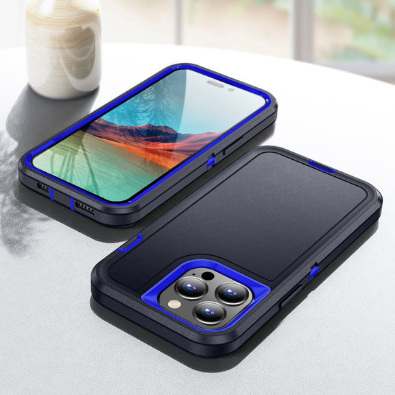 For iPhone 15 Pro Max Life Water-resistant Rugged Phone Case(Dark Blue + Royal Blue)