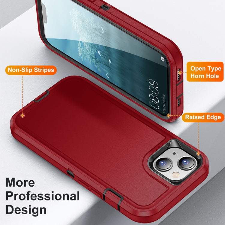 For iPhone 15 Life Water-resistant Rugged Phone Case(Red + Black)