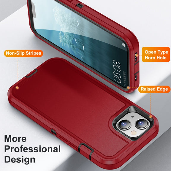 For iPhone 15 Life Water-resistant Rugged Phone Case(Red + Black)