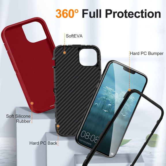 For iPhone 15 Life Water-resistant Rugged Phone Case(Red + Black)