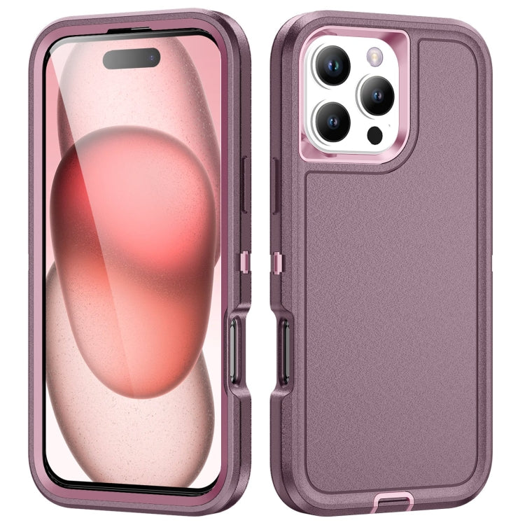 For iPhone 16 Pro Max Life Water-resistant Rugged Phone Case(Purple + Pink)