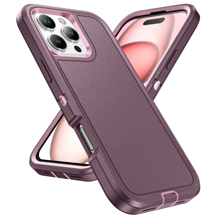 For iPhone 16 Pro Max Life Water-resistant Rugged Phone Case(Purple + Pink)