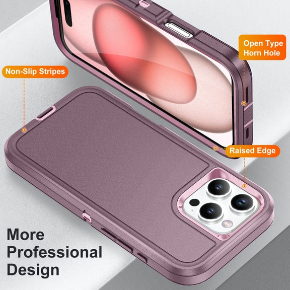 For iPhone 16 Pro Max Life Water-resistant Rugged Phone Case(Purple + Pink)