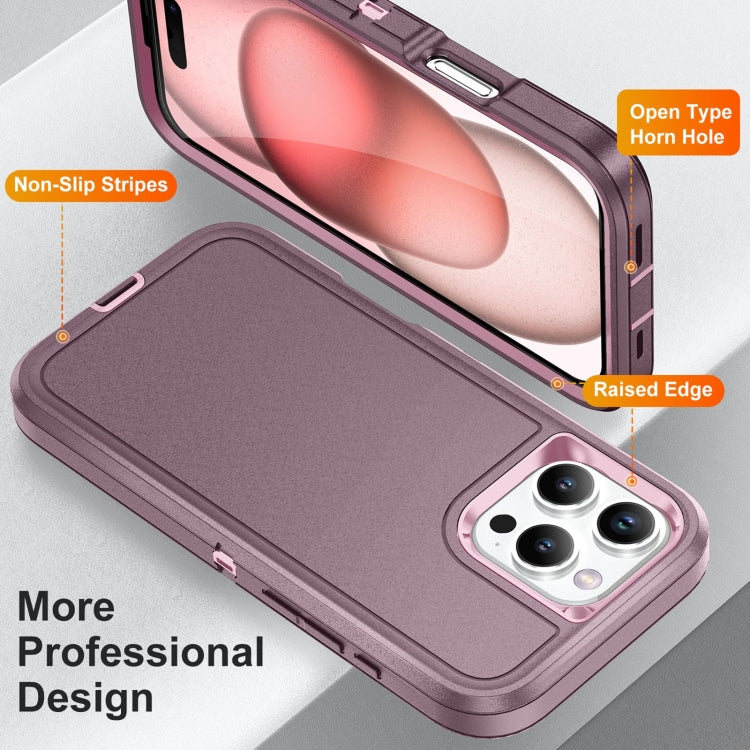 For iPhone 16 Pro Max Life Water-resistant Rugged Phone Case(Purple + Pink)