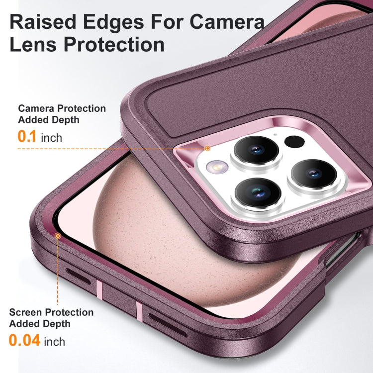 For iPhone 16 Pro Max Life Water-resistant Rugged Phone Case(Purple + Pink)