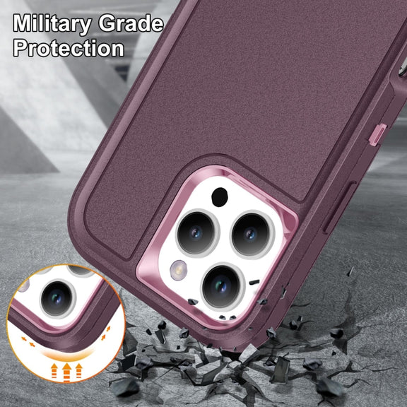 For iPhone 16 Pro Max Life Water-resistant Rugged Phone Case(Purple + Pink)