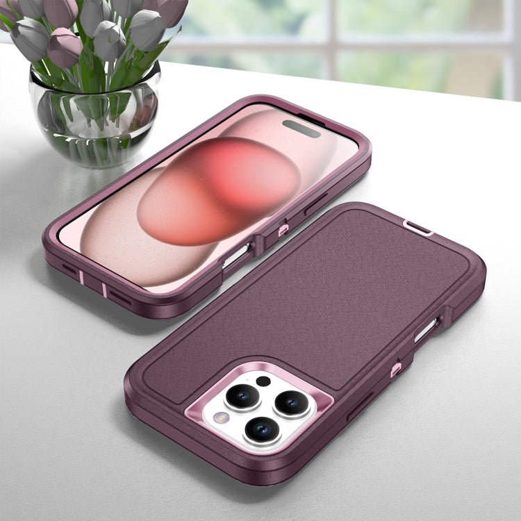 For iPhone 16 Pro Max Life Water-resistant Rugged Phone Case(Purple + Pink)