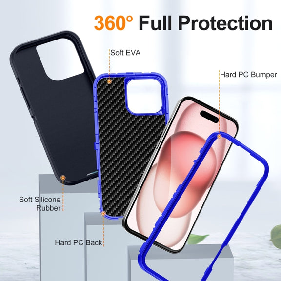 For iPhone 16 Pro Life Water-resistant Rugged Phone Case(Dark Blue + Royal Blue)