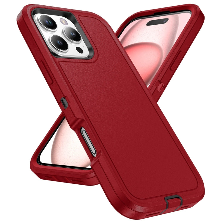 For iPhone 16 Plus Life Water-resistant Rugged Phone Case(Red + Black)