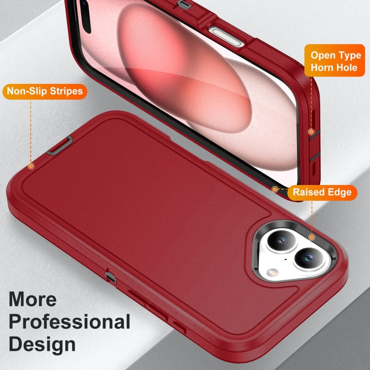 For iPhone 16 Plus Life Water-resistant Rugged Phone Case(Red + Black)