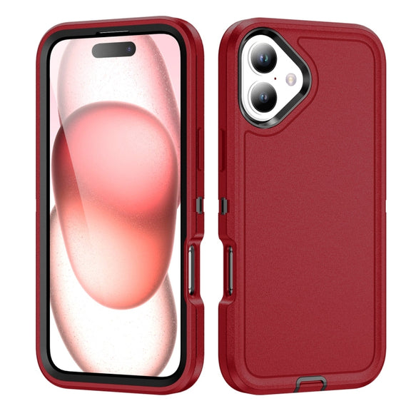 For iPhone 16 Plus Life Water-resistant Rugged Phone Case(Red + Black)