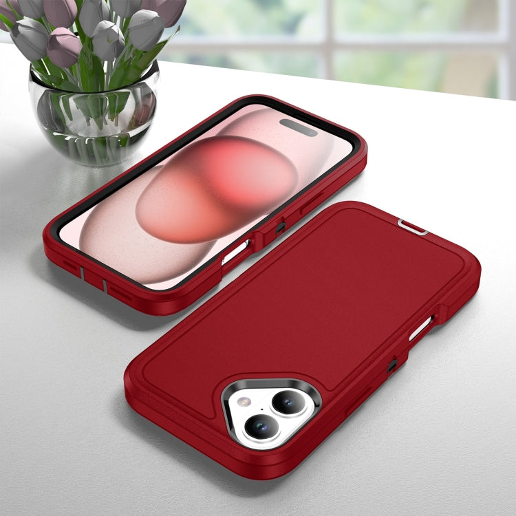 For iPhone 16 Plus Life Water-resistant Rugged Phone Case(Red + Black)