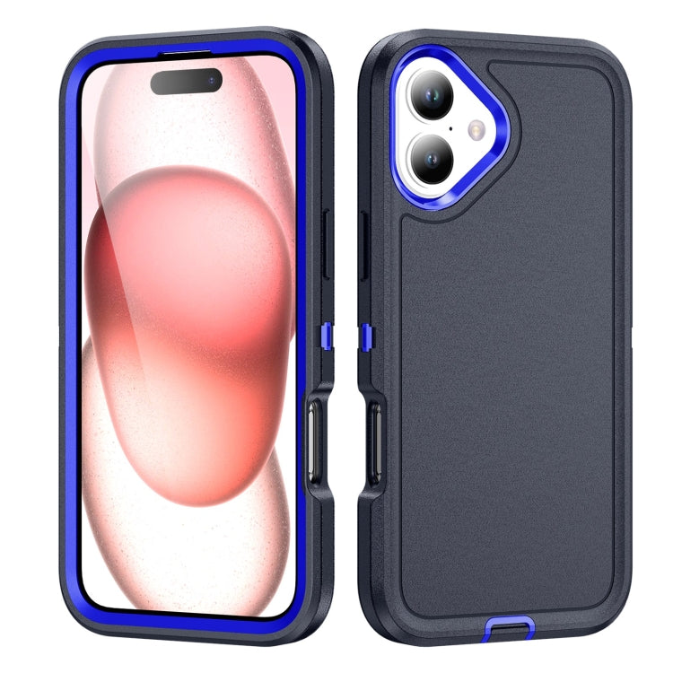 For iPhone 16 Plus Life Water-resistant Rugged Phone Case(Dark Blue + Royal Blue)