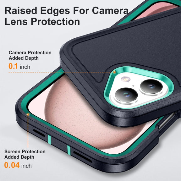 For iPhone 16 Plus Life Water-resistant Rugged Phone Case(Dark Blue + Light Blue)