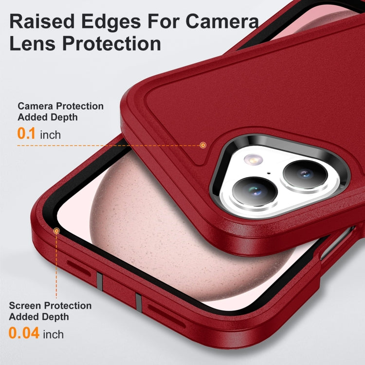For iPhone 16 Life Water-resistant Rugged Phone Case(Red + Black)