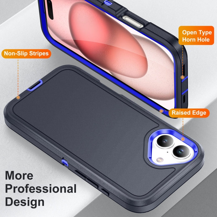 For iPhone 16 Life Water-resistant Rugged Phone Case(Dark Blue + Royal Blue)