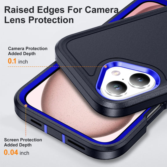 For iPhone 16 Life Water-resistant Rugged Phone Case(Dark Blue + Royal Blue)