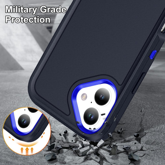 For iPhone 16 Life Water-resistant Rugged Phone Case(Dark Blue + Royal Blue)