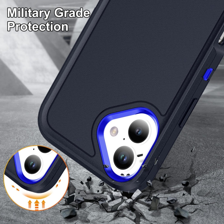 For iPhone 16 Life Water-resistant Rugged Phone Case(Dark Blue + Royal Blue)