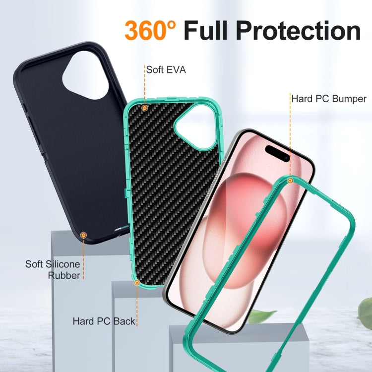For iPhone 16 Life Water-resistant Rugged Phone Case(Dark Blue + Light Blue)