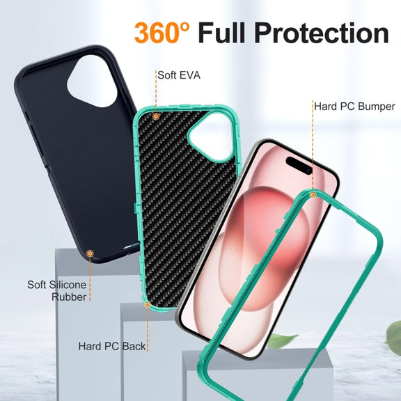For iPhone 16 Life Water-resistant Rugged Phone Case(Dark Blue + Light Blue)
