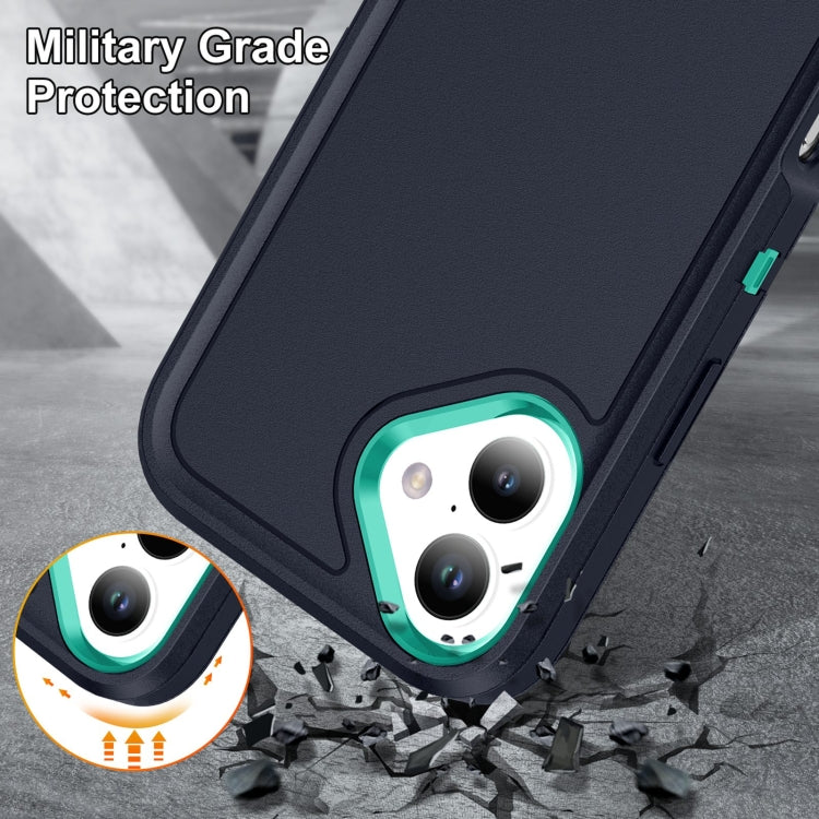 For iPhone 16 Life Water-resistant Rugged Phone Case(Dark Blue + Light Blue)
