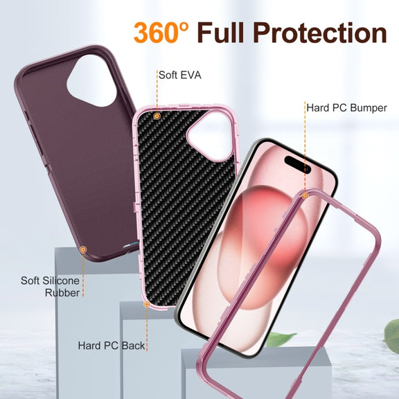 For iPhone 16 Life Water-resistant Rugged Phone Case(Purple + Pink)