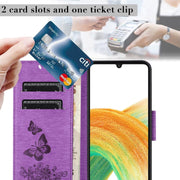 For Samsung Galaxy A15 Butterfly Embossed Flip Leather Phone Case(Purple)