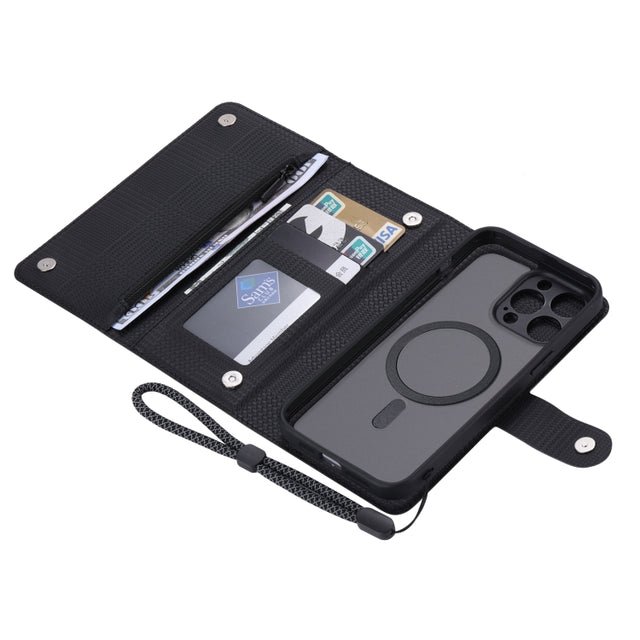 For iPhone 13 ViLi GHB Series MagSafe Magnetic Zipper Leather Phone Case(Black)