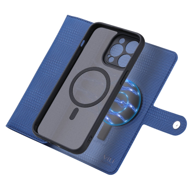 For iPhone 13 ViLi GHB Series MagSafe Magnetic Zipper Leather Phone Case(Blue)