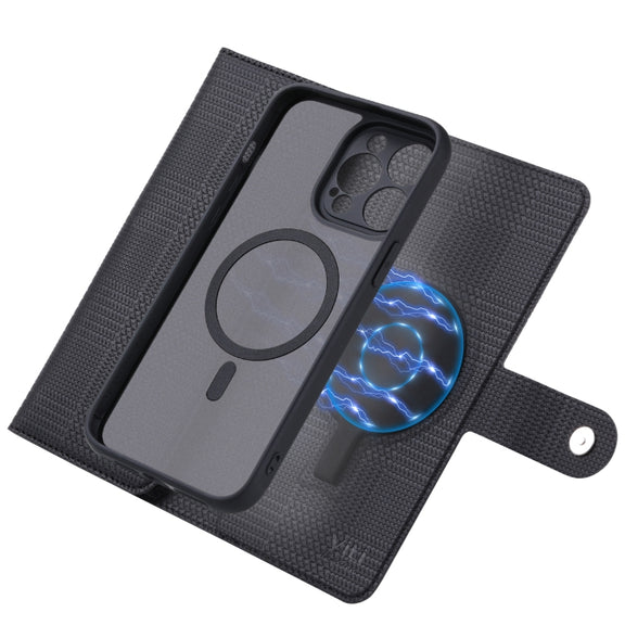For iPhone 14 Plus ViLi GHB Series MagSafe Magnetic Zipper Leather Phone Case(Black)