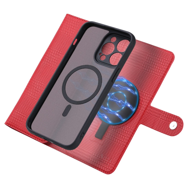 For iPhone 14 Plus ViLi GHB Series MagSafe Magnetic Zipper Leather Phone Case(Red)