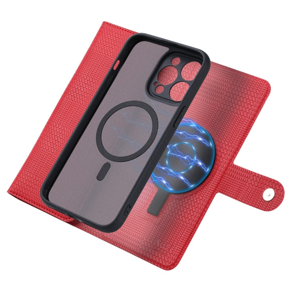 For iPhone 14 Plus ViLi GHB Series MagSafe Magnetic Zipper Leather Phone Case(Red)