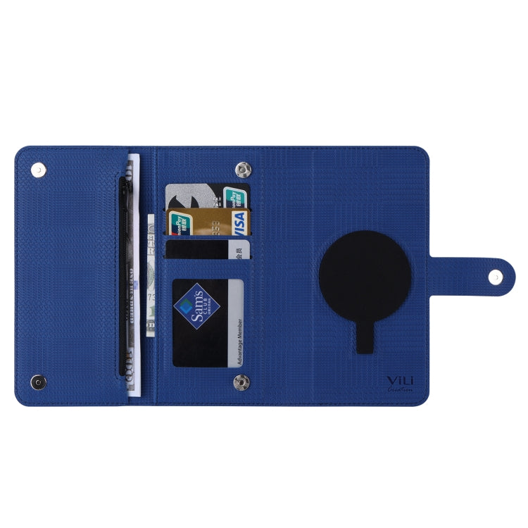 For iPhone 14 Plus ViLi GHB Series MagSafe Magnetic Zipper Leather Phone Case(Blue)