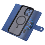 For iPhone 14 Plus ViLi GHB Series MagSafe Magnetic Zipper Leather Phone Case(Blue)