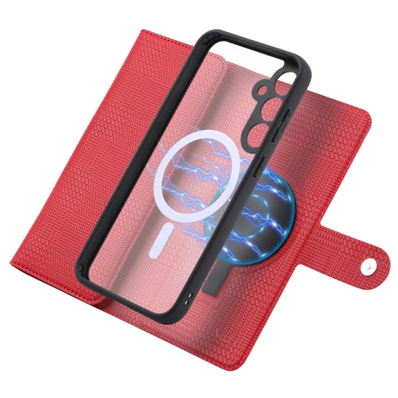 For Samsung Galaxy S23 FE 5G ViLi GHB Series MagSafe Magnetic Zipper Leather Phone Case(Red)