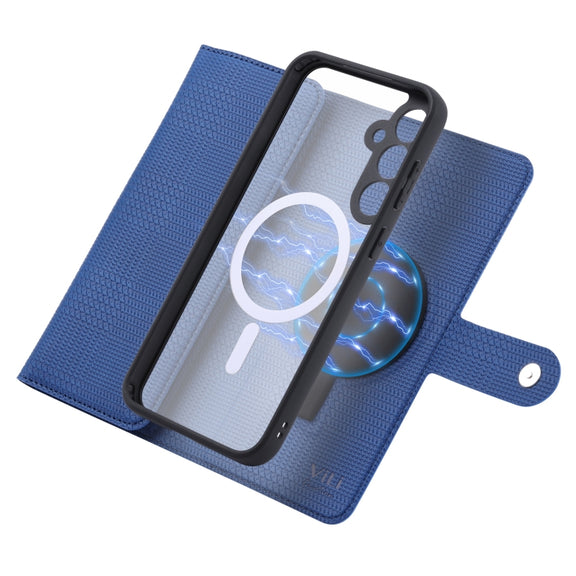 For Samsung Galaxy S23 FE 5G ViLi GHB Series MagSafe Magnetic Zipper Leather Phone Case(Blue)