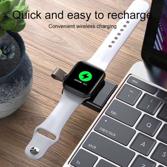 For Apple Watch Series USB Port Portable Magnetic Wireless Charger(Black)