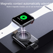 For Apple Watch Series USB Port Portable Magnetic Wireless Charger(Black)