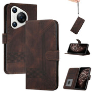 For Huawei Pura 70 Pro/70 Pro+ Cubic Skin Feel Flip Leather Phone Case(Brown)