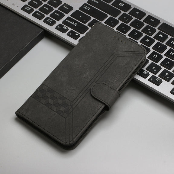 For Motorola Edge 5G 2024 Cubic Skin Feel Flip Leather Phone Case(Black)