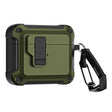 For AirPods 3 TPU + PC Wireless Bluetooth Earphone Protective Case with Switch Lock & Hook(Dark Green) - For AirPods 3 by PMC Jewellery | Online Shopping South Africa | PMC Jewellery | Buy Now Pay Later Mobicred