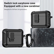 For AirPods 3 TPU + PC Wireless Bluetooth Earphone Protective Case with Switch Lock & Hook(Red)