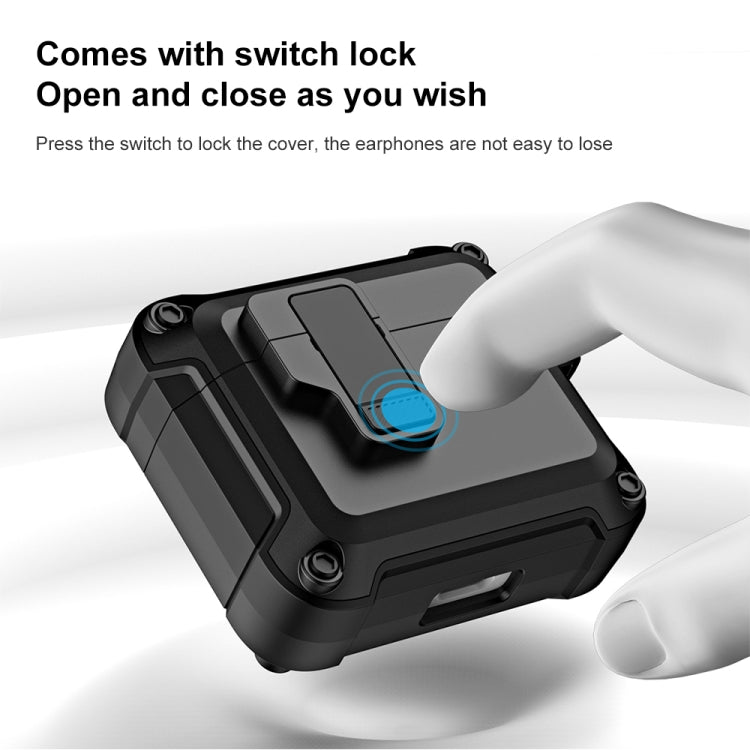 For AirPods 3 TPU + PC Wireless Bluetooth Earphone Protective Case with Switch Lock & Hook(Black)