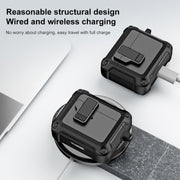 For AirPods 3 TPU + PC Wireless Bluetooth Earphone Protective Case with Switch Lock & Hook(Black)