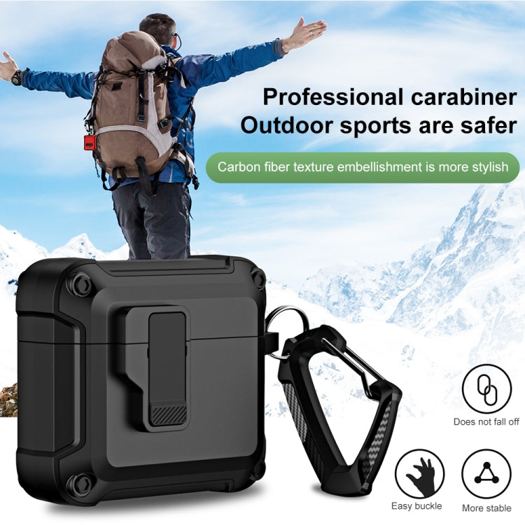 For AirPods 3 TPU + PC Wireless Bluetooth Earphone Protective Case with Switch Lock & Hook(Grey)