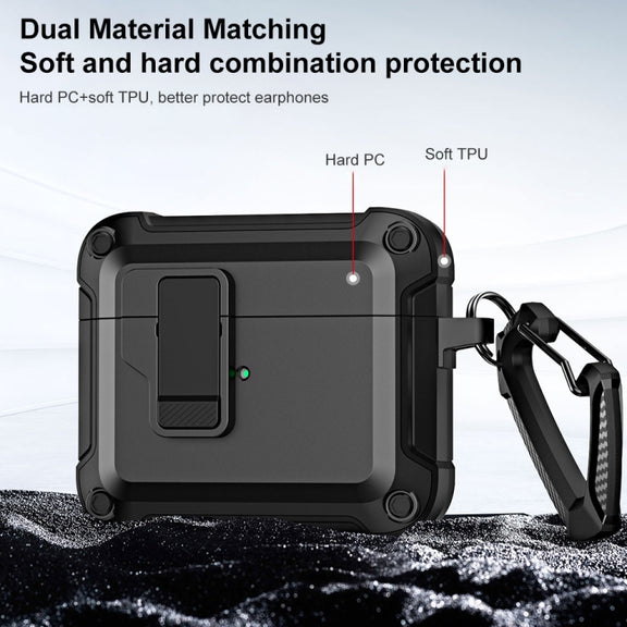 For AirPods 3 TPU + PC Wireless Bluetooth Earphone Protective Case with Switch Lock & Hook(Yellow)