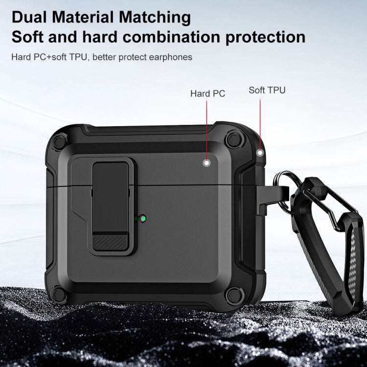 For AirPods 3 TPU + PC Wireless Bluetooth Earphone Protective Case with Switch Lock & Hook(Grey)
