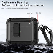 For AirPods 3 TPU + PC Wireless Bluetooth Earphone Protective Case with Switch Lock & Hook(Grey)