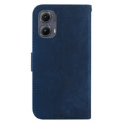 For Motorola Edge 2024 Little Tiger Embossed Leather Phone Case(Dark Blue)